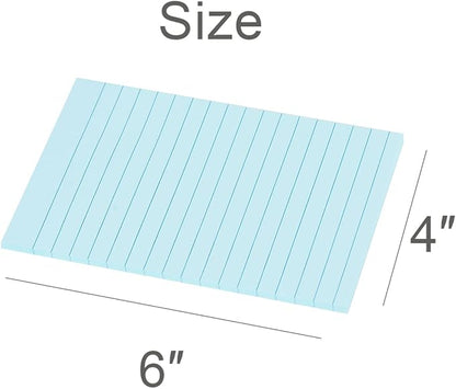 Vanpad Lined Sticky Notes 4X6 in Light Blue Ruled Stickies Super Sticking Power Memo Pads Strong Adhesive, 6 Pads/Pack, 45 Sheets/pad