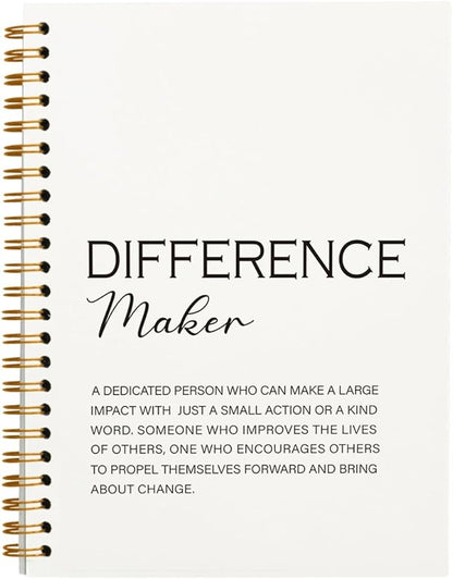 Difference Maker Gift, Difference Maker Definition Spiral Notebook Journal, Motivational Notebooks, Thank You Gifts for Women Men Teacher Coworkers, Hardcover Spiral Notebook 5.5x8.3(White)