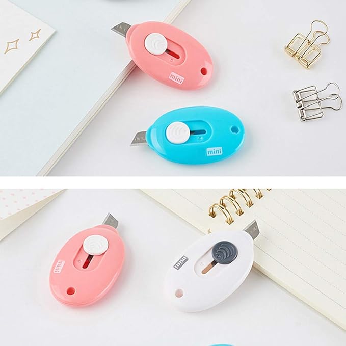 10PCS Mini Retractable Utility Knife, LZYMSZ Paper Cutter, Box Cutter for Letter Opener, Pocket Knife for Office, School Supplies, Random Color