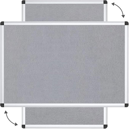 VIZ-PRO Notice Board Felt Gray, 36 X 24 Inches, Silver Aluminium Frame