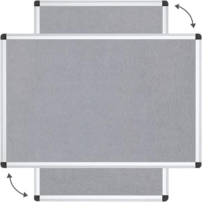 VIZ-PRO Notice Board Felt Gray, 36 X 24 Inches, Silver Aluminium Frame