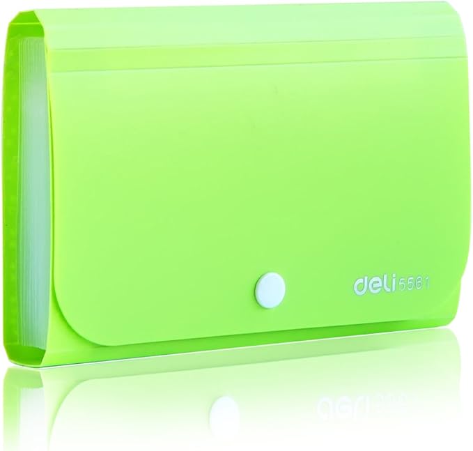 Expanding File Folder, Subdivision Accordion File Folder Mini Organizer PP Wallet for Cards,Coupons,Receipt,Tax Item or Changes,7x4.5 Inches,12 Pockets with Tabs and Check Case(Green)