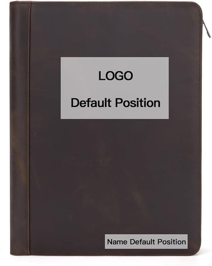 Personalized Genuine Leather Portfolio Binder, Zippered Padfolio for Men Women, Business Folio with 8.5” x 11” Notebook Holder and 13” Laptop Sleeve, Professional Folder, Dark Khaki