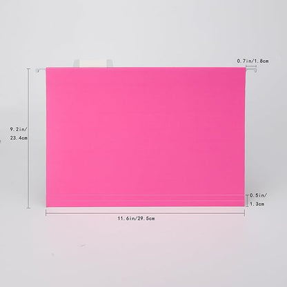 Pink Hanging File Folders,25 Packs Letter Size File Folder,Designed for Bulky Files,Filing Cabinet,1/5 Adjustable Tabs for Office,School,Home