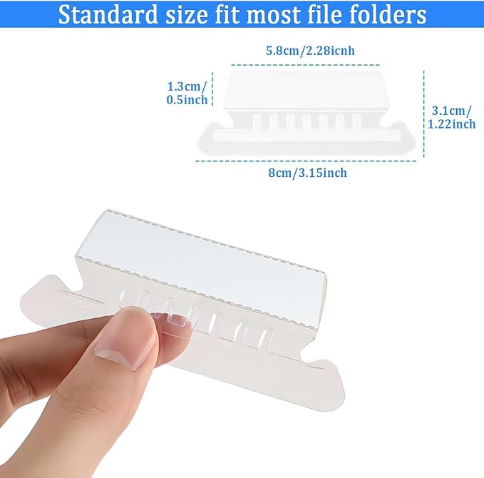 File Folder Tabs, Insertable Plastic Tabs Hanging Folder Tabs,100 Pcs Hanging File Folder Tabs with 200Pcs Inserts for Hanging Folders (Clear)