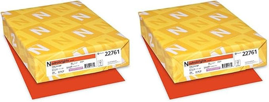 Neenah Astrobrights Color Cardstock, 65 lb Cover Weight, 8.5 x 11, Orbit Orange, 250/Pack (Pack of 2)