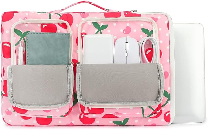 canvaslife 360° Protective Laptop Sleeve Case Bag Cover with Handle For iPad 12.9 inch,MacBook Pro Air 13" and 12.5 inch-13.3 inch Laptop (Cherry)