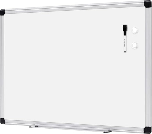 Amazon Basics Magnetic Dry Erase Whiteboard, 24"W x 18"H, Aluminium Frame, Silver/White