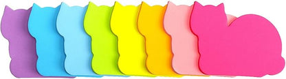 Cute Cat Sticky Notes 8 Color Bright Colorful Sticky Pad 75 Sheets/Pad Self-Sticky Note Pads (8 Color)