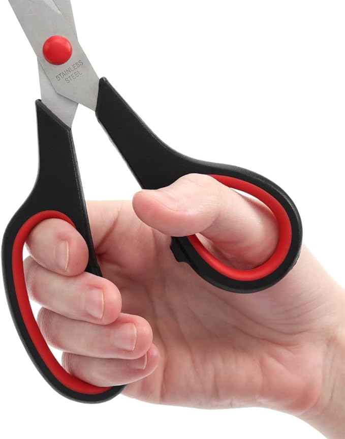 Acurit 8" Multipurpose Comfort Grip Stainless Steel Office Scissors - Right or Left Hand Scissors for Office Use – Rust and Wear-Resistant Blades, Precise Cuts for Mixed Media Crafts