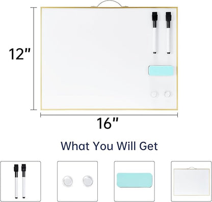 TSJ OFFICE Small Dry-Erase White-Board - 12 X 16 Inches Portable Aluminum Frame Mini Hanging Whiteboard with Handle, to Do List Notepad for Office, Home, School