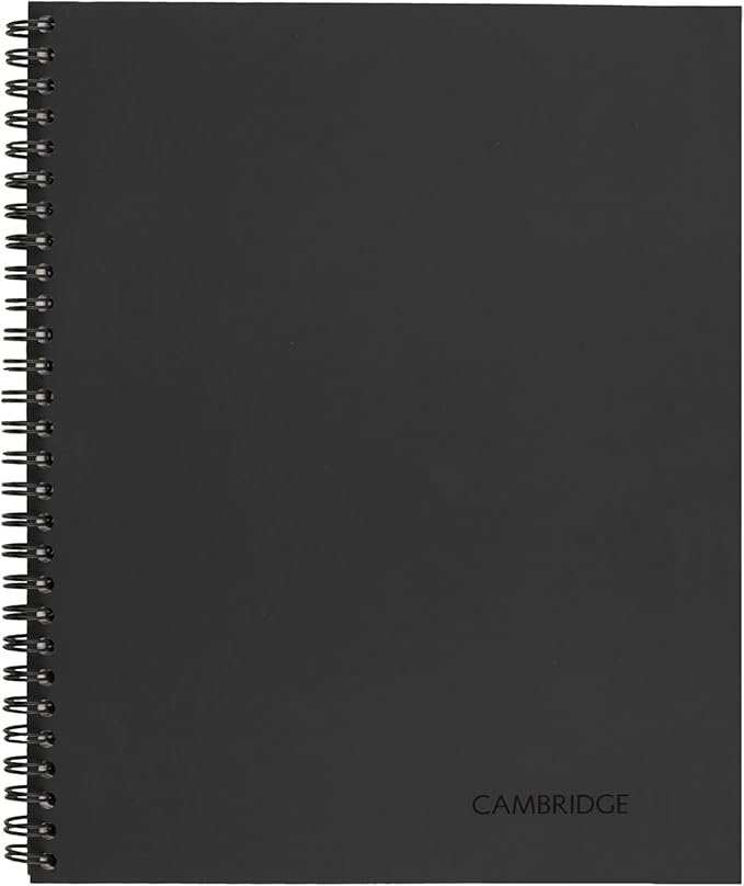 Cambridge Notebook, Business Notebook, 8-1/4" x 11", 80 Sheets, Ruled, Meeting Notes, Flexible Cover, Wirebound, Gray (06132) (Pack of 2)