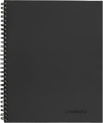 Cambridge Notebook, Business Notebook, 8-1/4" x 11", 80 Sheets, Ruled, Meeting Notes, Flexible Cover, Wirebound, Gray (06132) (Pack of 2)