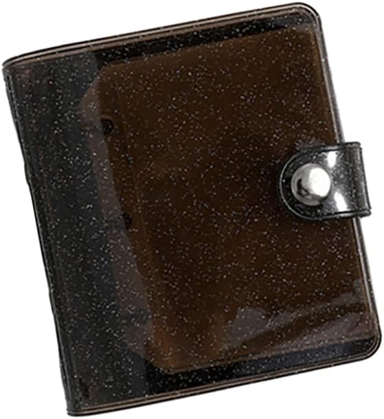 3 Ring Glitter Binder Cover Clear PVC Notebook Cover Protector Loose Leaf Folder Binder Mini Transparent Binder Pockets with Paper Black