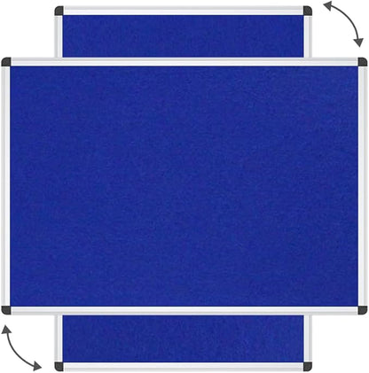 VIZ-PRO Notice Board Felt Blue, 48 X 24 Inches, 3 Pack, Silver Aluminium Frame
