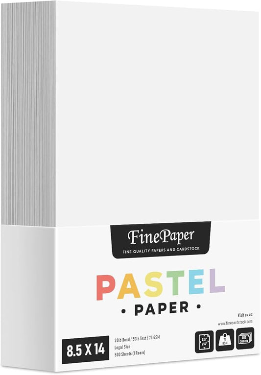White Paper – Great for Arts and Crafts and Stationery Printing – 8.5 x 14" (Menu/Legal Size) – Regular Paper, 20lb Bond / 50lb Text / 75GSM – Copy, Writing and Printer Paper – 500 Sheets per Pack