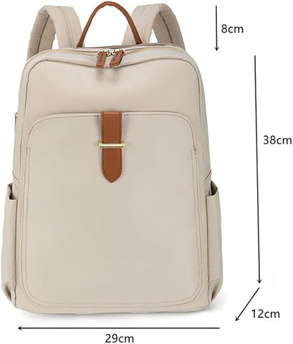Versatile Oxford Cloth Women's Backpack - Minimalist Design for Daily Commute, Laptop Storage, and More! (Ivory)