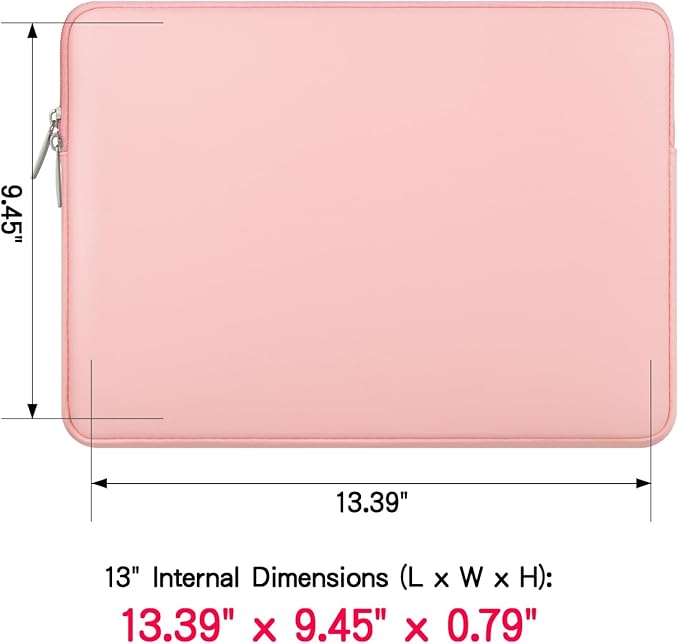 RAINYEAR 13.3 Inch Laptop Sleeve Soft PU Leather Case Water Resistant Padded Zipper Cover Protective Carrying Bag Compatible with 13.3" Notebook Computer Chromebook(Pink)