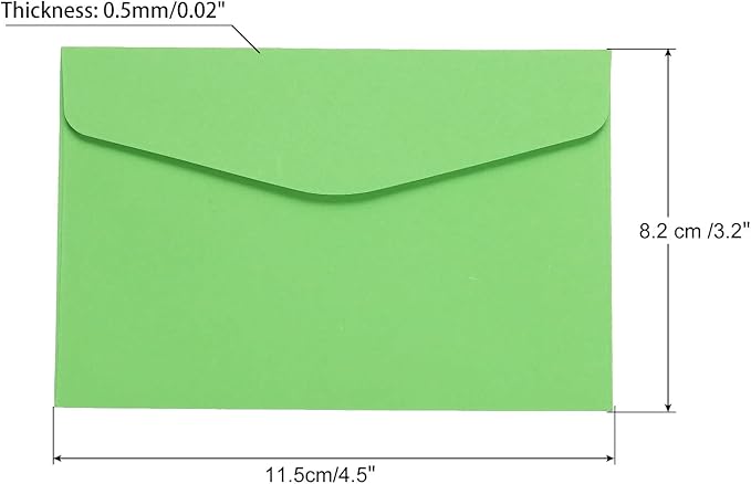 PATIKIL Mini Envelopes, 100 Pack Paper Blank Small Items Storage Business Card Holder for Greeting Note Party, Green