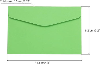 PATIKIL Mini Envelopes, 100 Pack Paper Blank Small Items Storage Business Card Holder for Greeting Note Party, Green
