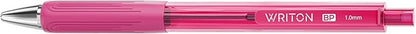 Writon Retractable Ballpoint Pens, Triangle Grip and Barrel, 1.0mm Medium Point, Pink Ink, 12 Pack