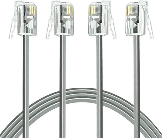 NECABLES 2Pack Phone Cord 3ft Telephone Cord Phone Cable RJ11 6P4C Male to Male for Landline Phone and Fax - 3 Feet