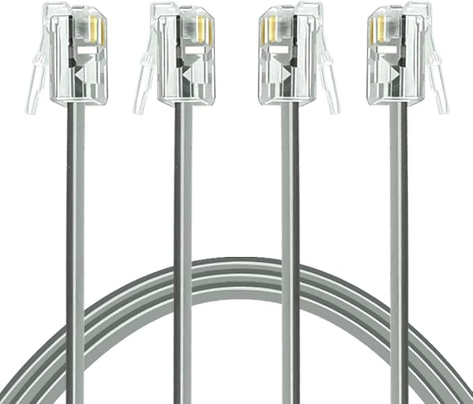 NECABLES 2Pack Phone Cord 6ft Telephone Cord Phone Cable RJ11 6P4C Male to Male for Landline Phone and Fax - 6 Feet