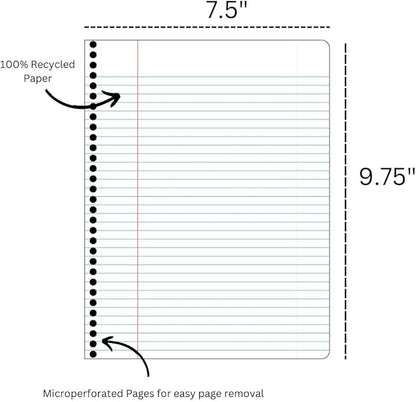 Decomposition Deep Stretch College Ruled Spiral Notebook - 9.75 x 7.5 Journal with 160 Lined Pages - 100% Recycled Paper - Notebooks for School Supplies, Home & Office - Made in USA