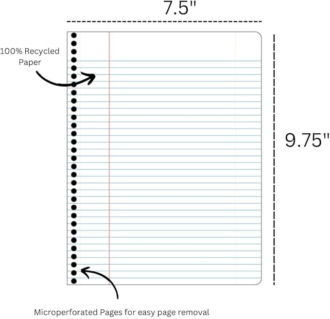 Decomposition Fields of Plenty College Ruled Spiral Notebook - 9.75 x 7.5 Journal with 160 Lined Pages - 100% Recycled Paper - Cute Notebooks for School Supplies, Home & Office - Made in USA