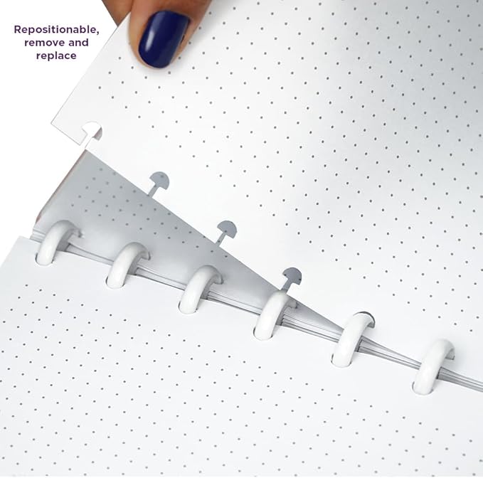 Discbound Notebook Refills Paper Dotted - Paper Size 7.87 x 10.82 inches for Custom Discbound Notebook, Planner or Daily Use – 90 GSM Custom Note-Taking System Discbound Inserts – 30 Sheets