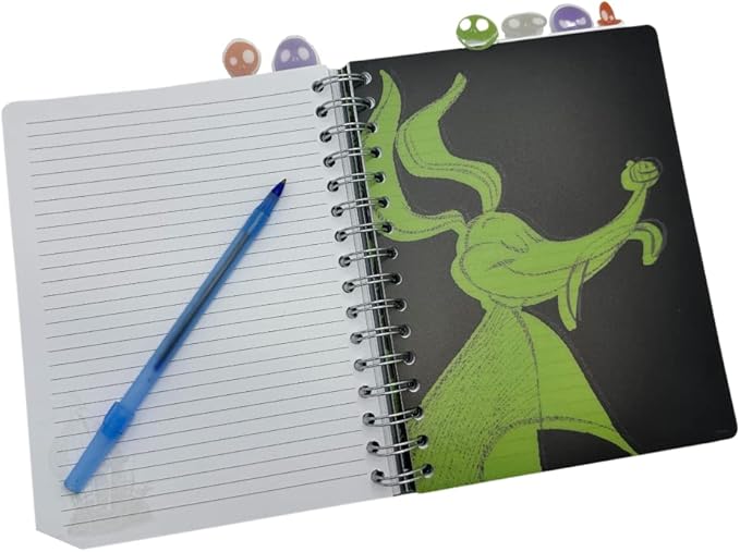 Innovative Designs Nightmare Before Christmas Tab Journal Notebook, Spiral Bound, 144 Lined Pages, 8 x 7 inches, Black