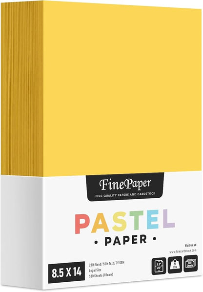 Goldenrod Pastel Color Paper – Great for Arts and Crafts and Stationery Printing – 8.5 x 14" (Menu/Legal Size) – 20lb Bond / 50lb Text / 75GSM – Copy, Writing and Printer Paper – 500 Sheets per Pack