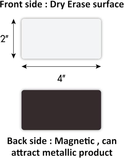 Reusable Magnetic Labels 4x2 Inch White, Dry Erase Magnetic Labels for Whiteboards，Pack of 40