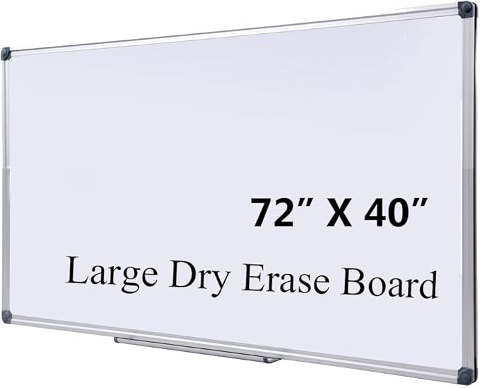 72 x 40 inch Large Magnetic Whiteboard with Pen Tray, Wall-Mounted Aluminum Dry Erase Board Message Presentation White Board for Office Home and School