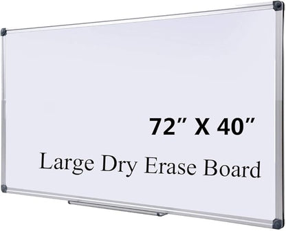 72 x 40 inch Large Magnetic Whiteboard with Pen Tray, Wall-Mounted Aluminum Dry Erase Board Message Presentation White Board for Office Home and School