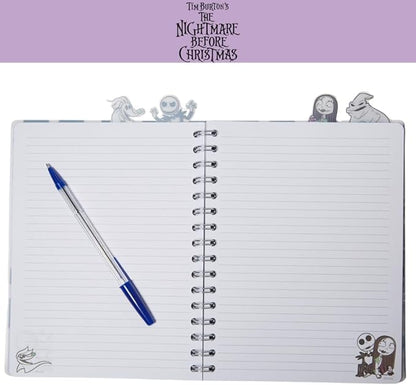 Innovative Designs Nightmare Before Christmas Tab Journal Notebook, Spiral Bound, 96 Lined Pages, 8 x 7 inches, Black/White