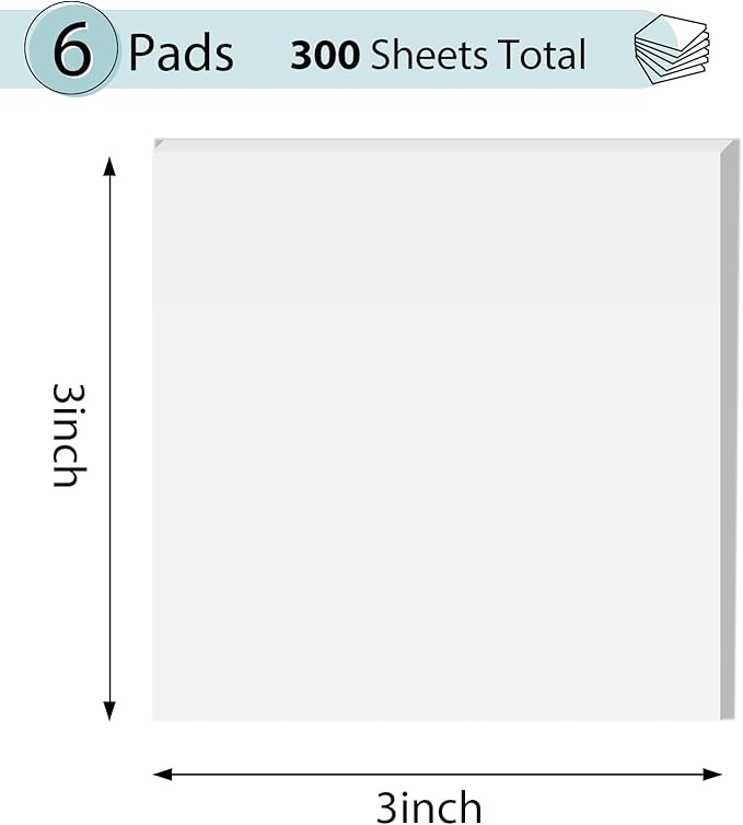 Transparent Sticky Notes, 3x3 inch Clear Sticky Notes, Self-Adhesive Waterproof Translucent Sticky Notes for Annotation College School and Office Supplies - 300 Sheets