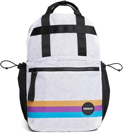 VOORAY 19L Katie Backpack – Large Travel Backpack, Gym & Sports Backpack Wild Desert, White Floral Retro Stripe