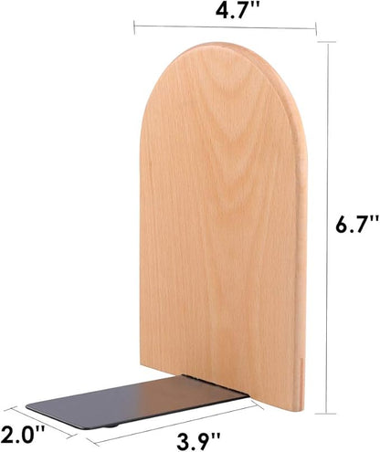 Pandapark Wood Bookends,Non-Skid Bookend for Shelves,Heavy Duty Bookends,Book Stand for Books/CDs,1 Pair