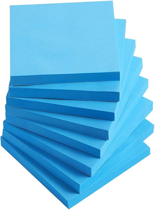 Vanpad Sticky Notes 3x3 Inches,Bright Blue Self-Stick Pads, Easy to Post for Home, Office, Notebook, 8 Pads/Pack