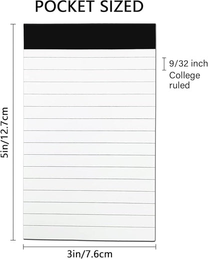 12 Pack Small Notepad, 3 x 5 Inch Ultra Quality Note Pads, Server Lined Papers and Desk Notepads for Office Supplies, Writing and Memo pads 30 Sheets Each
