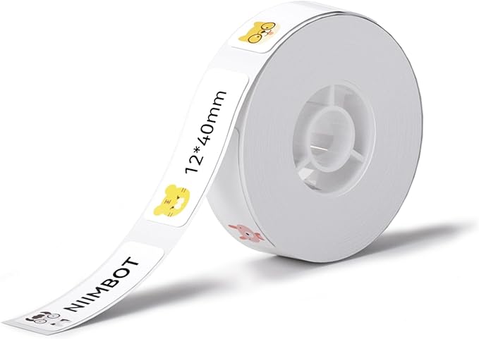 NIIMBOT Label Maker Tape for D11/D110/D101 Label Maker, 12 x 40 mm (0.47'' x 1.57'')-160 Tapes/Roll for Home Office Labeling Tape Replacement, Zoo Pattern