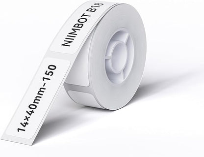 NIIMBOT Thermal Transfer Labels 0.55''x1.57'', Only for B18 Label Maker, PET Material, Waterproof and High-Temperature Resistance, Long Storage Time, White(14x40mm-150)