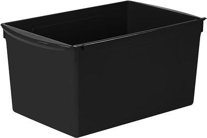 Storex Extra-Large Book Bin, Interlocking Plastic Organizer for Home, Office and Classroom, Black, 1-Pack (71130A06C)