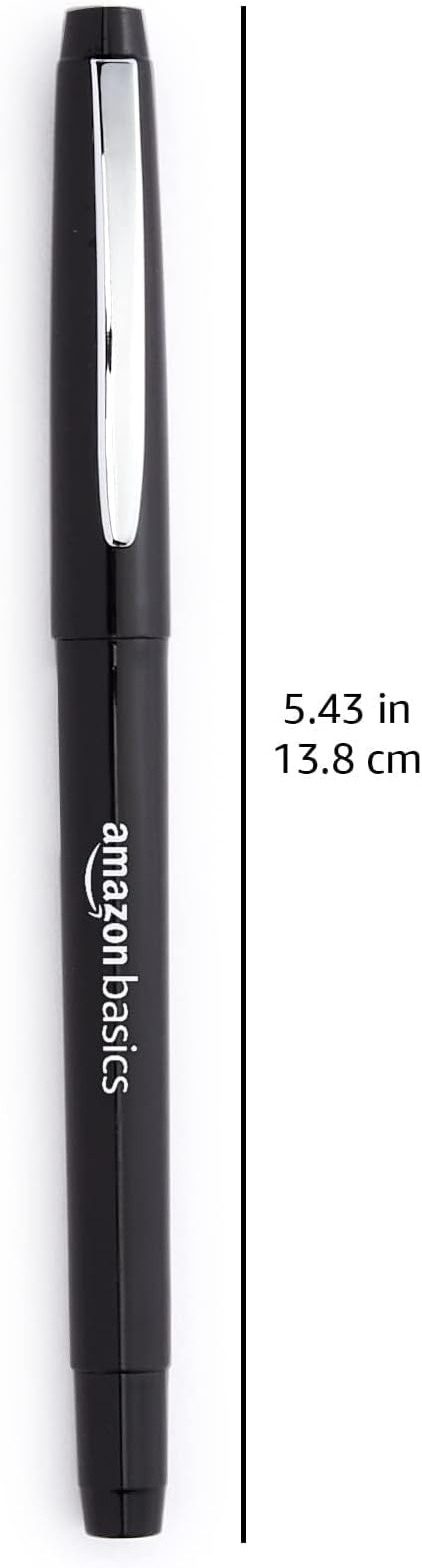 Amazon Basics Felt Tip Markers, Black, 24-Pack