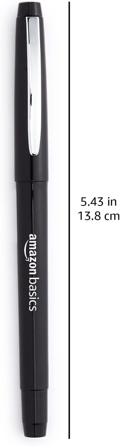 Amazon Basics Felt Tip Markers, Black, 24-Pack
