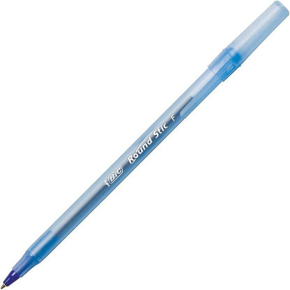 BIC Round Stic Xtra Precision Ballpoint Pen, Fine Point (0.8mm), Blue, 12-Count