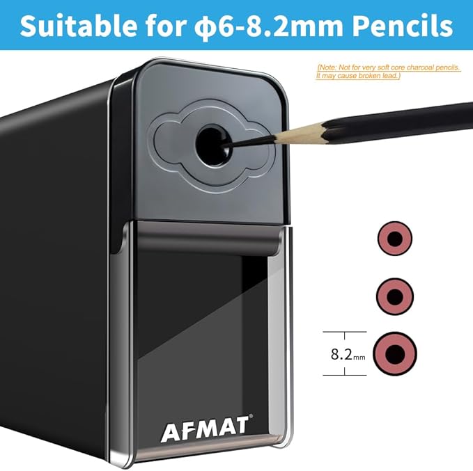 AFMAT Long Point Pencil Sharpener, 8-20mm Long Pencil Nibs, Self-Feed & Adjustable Pencil Sharpness, Artist Pencil Sharpener Manual for φ6-8.2mm Charcoal/Art/Drawing/Sketching/Colored Pencils