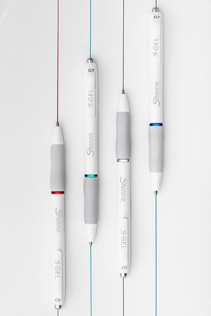Sharpie S-Gel Pens, Fashion Barrel Gel Pens, Pearl White Body, Medium (0.7mm) Point, Bold Ink Colors, 8 Count