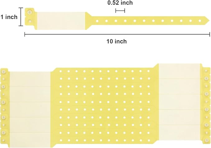 100pcs Vinyl Wristbands Hospital Identification Bands,Waterproof Adjustable Medical Wristband,Disposable Snap Wristband for Hospital (Color : Yellow)